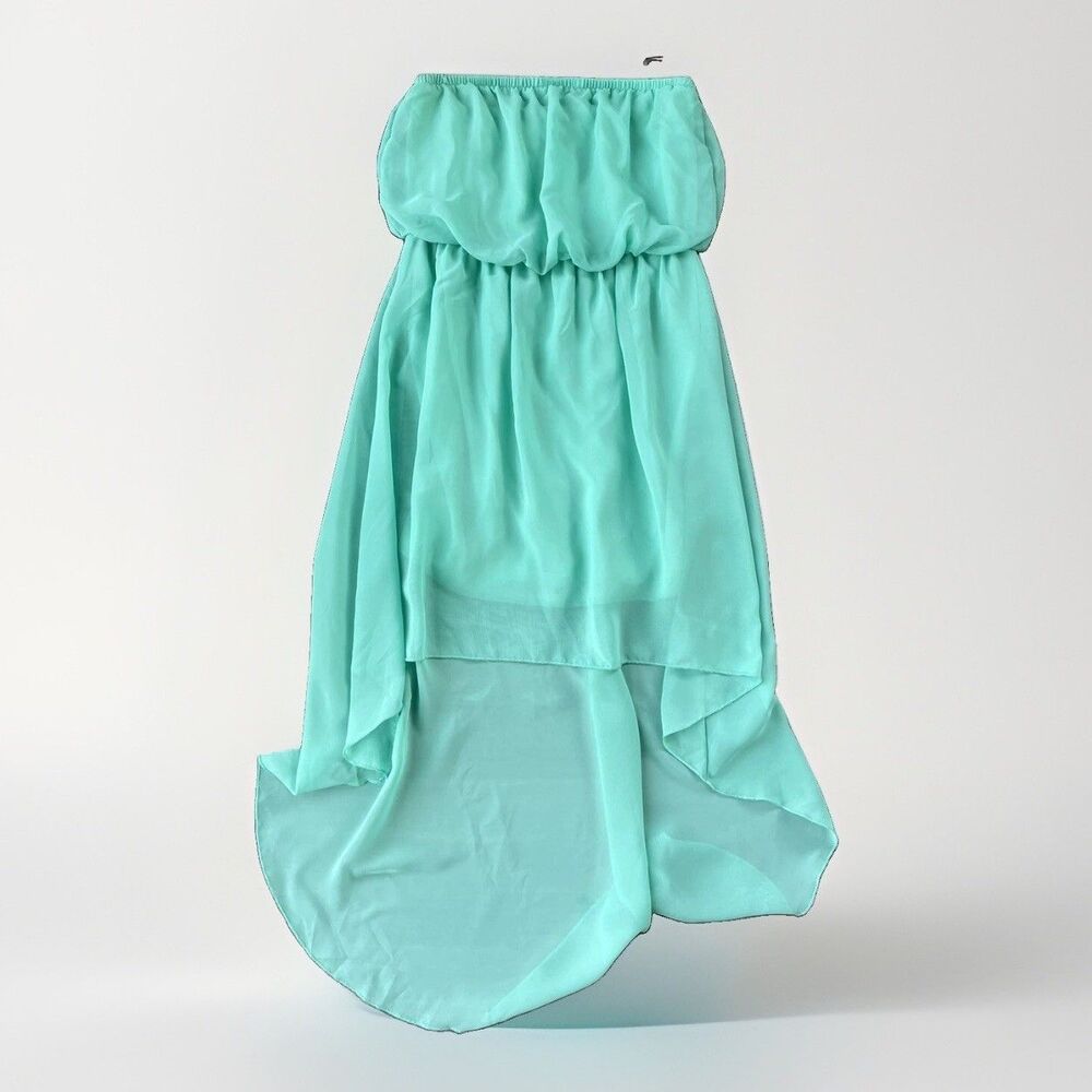 Poetry Green Strapless Dress Size M Hi-Low Mini Lined Y2K